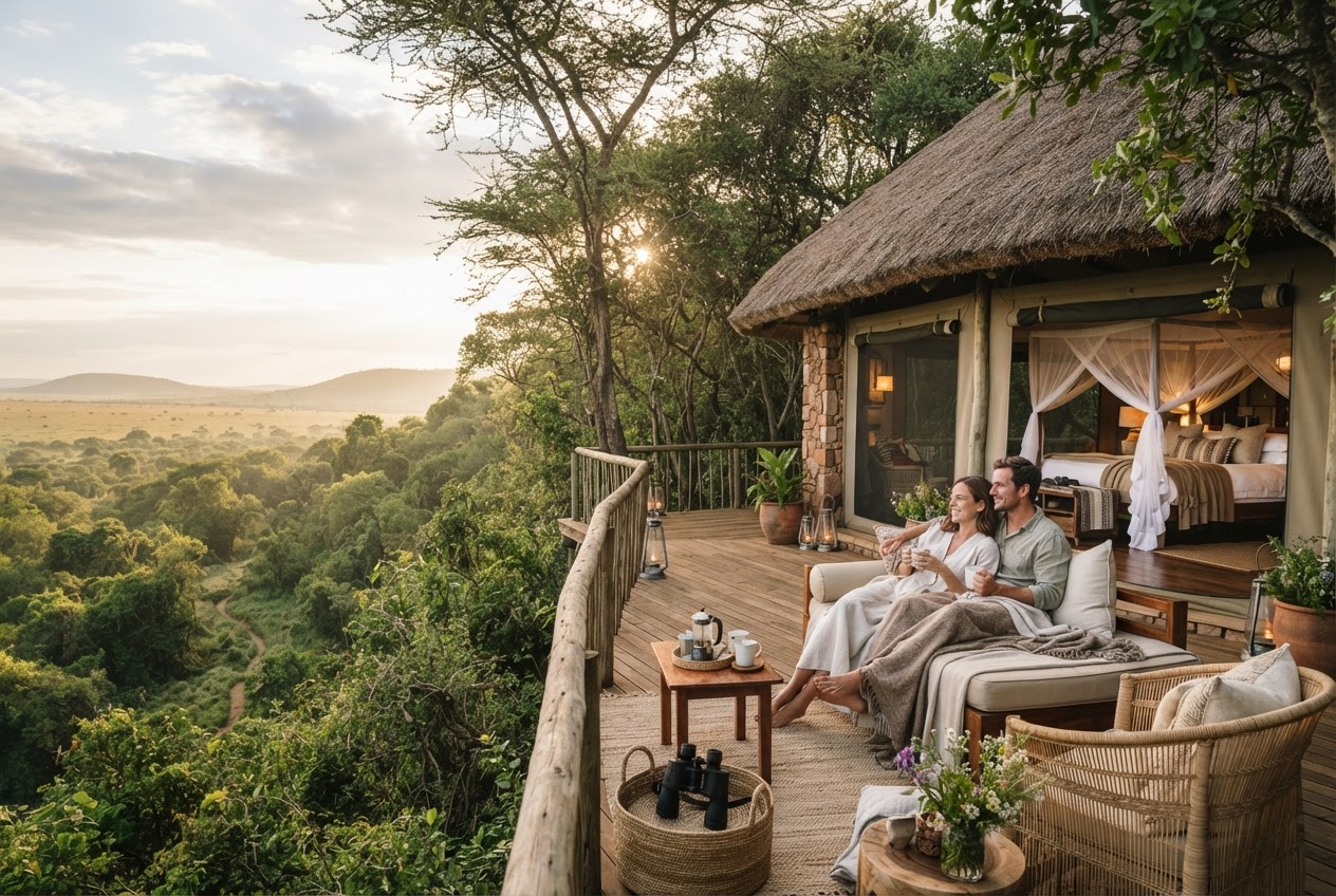 Ishara stylish tented suite overlooking the Maasai Mara